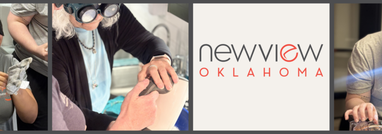 A trio of three photos of trainers in the training kitchen and the NVO logo.