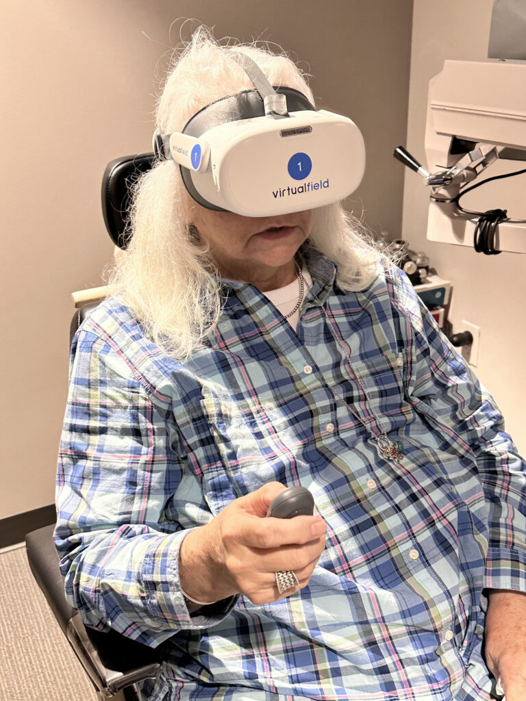 Client having a virtual field test done.