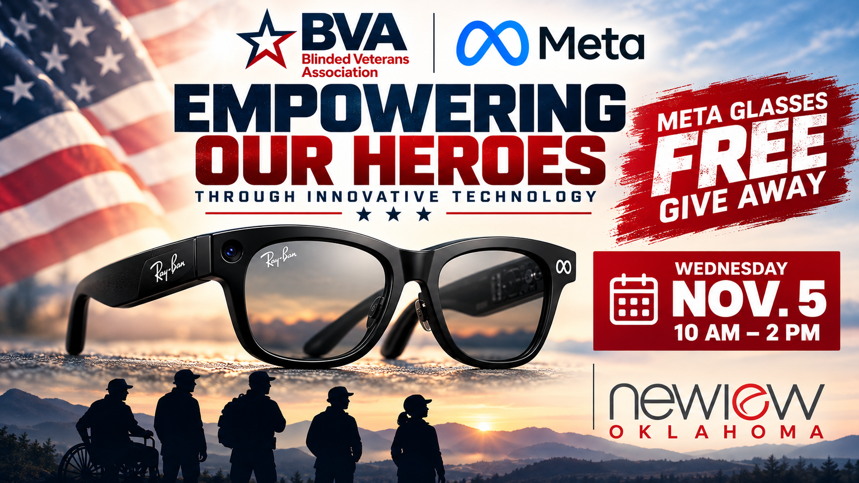 BVA and Meta logo. Empowering Our Heroes through innovative technology. Free Meta Glasses Give Away. Wed., Nov. 5, 10am-2pm